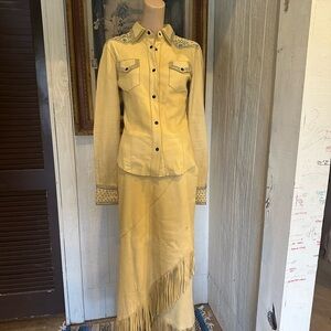 Yellow Fringed Western Skirt